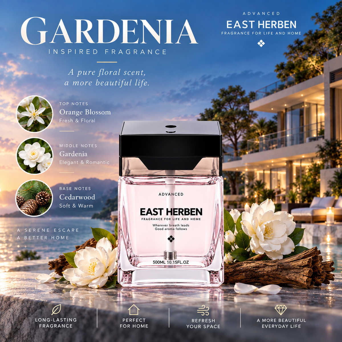 Square Glass Fragrance Diffuser — 500 mL