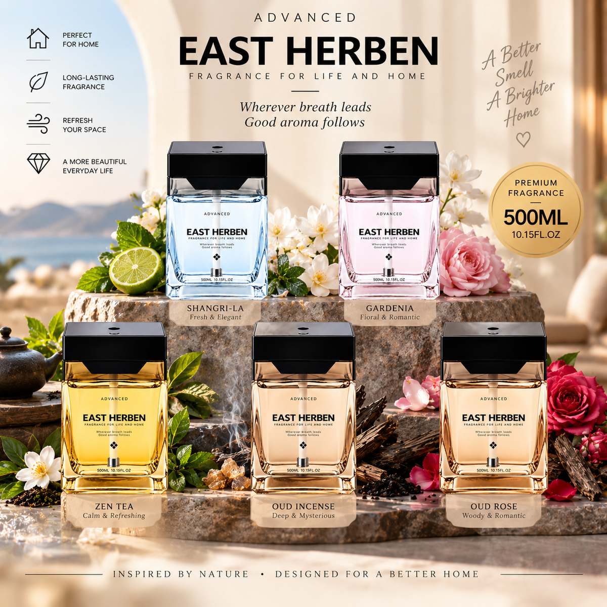 Square Glass Fragrance Diffuser — 500 mL
