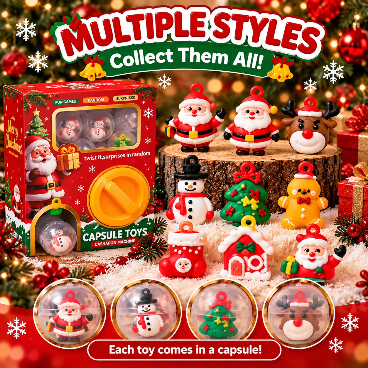 Examples of randomly assorted Christmas character charms
